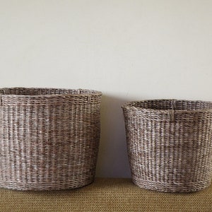 Natural woven brown storage basket Laundry wicker round basket Hamper bin Large Planter basket Banana Tree Bark Basket Waste basket Gift image 7