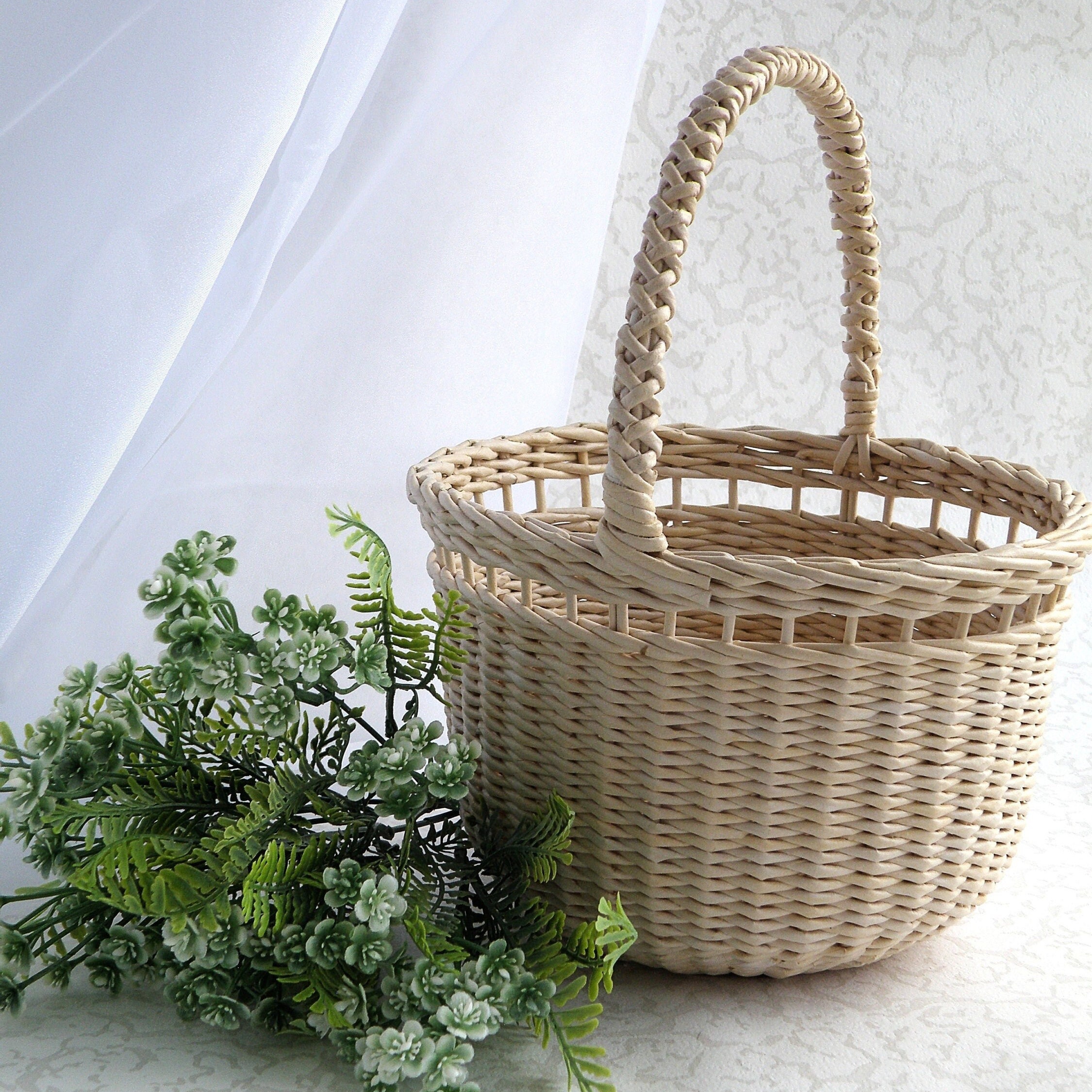 2 cestas de mimbre pequeñas con asa, cestas de niña de flores para bodas,  cesta de mimbre, cesta de flores de regalo de boda, cestas de mimbre, cestas  decorativas para decoración del