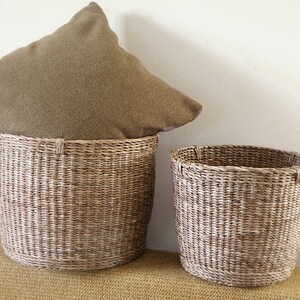 Natural woven brown storage basket Laundry wicker round basket Hamper bin Large Planter basket Banana Tree Bark Basket Waste basket Gift image 8