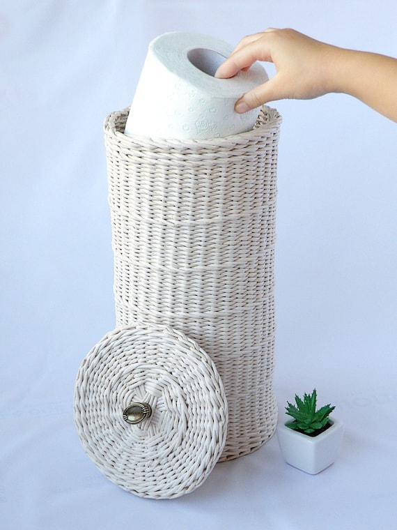 Cylinder toilet roll holder Toilet paper storage basket with lid Spare Roll Holder Toilet Paper Toilet paper basket Toilet paper holder