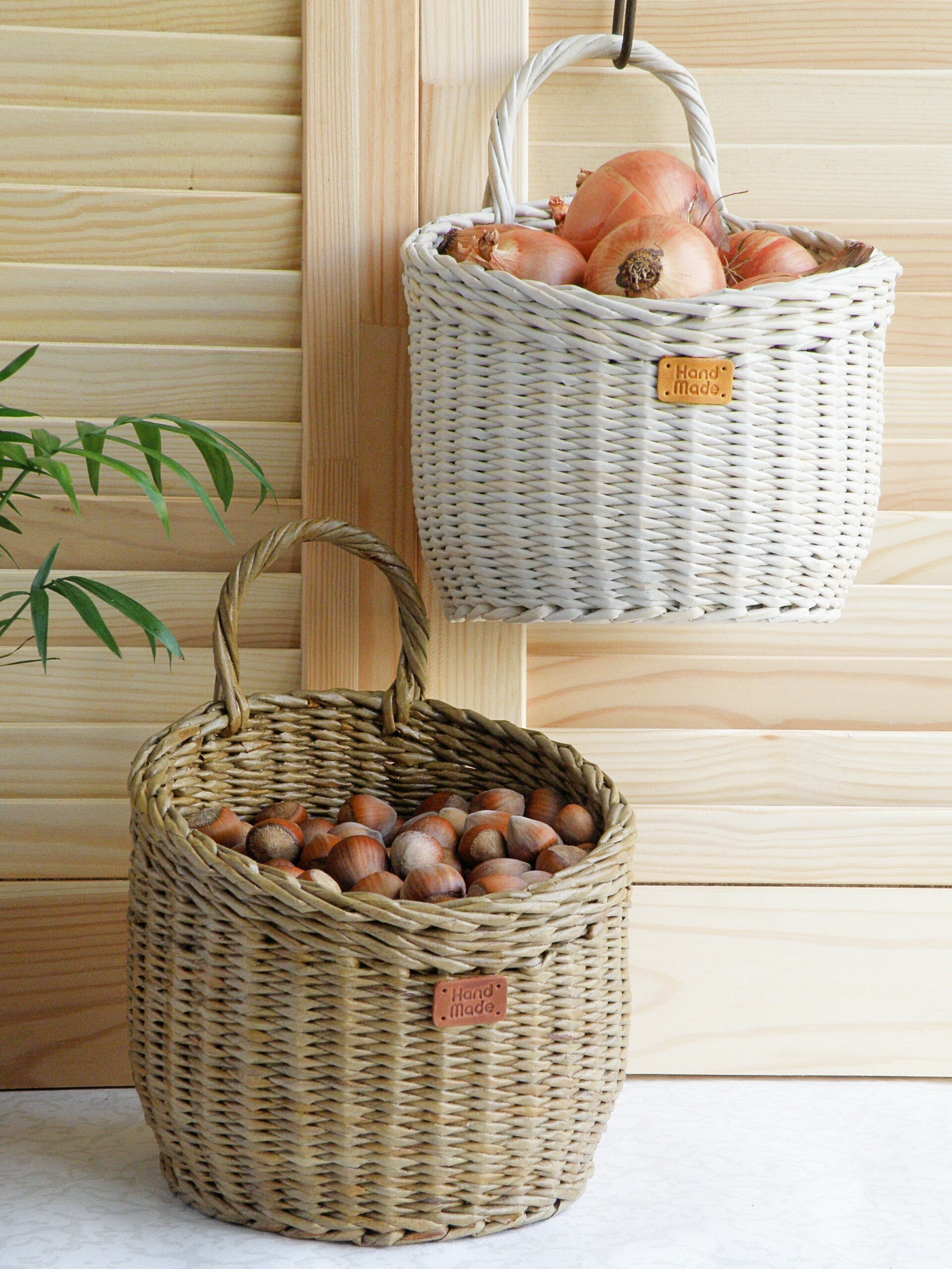 Panier De Rangement Salle De Bain En Osier - Lot De 2 Avec Doublure, Empilable, Style Bohème