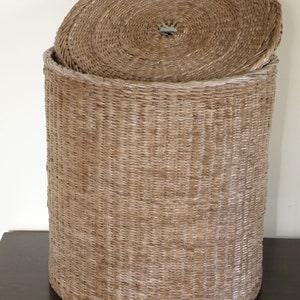 Tall Wicker Round Brown Basket With Lid Deep Laundry Basket Woven Large ...