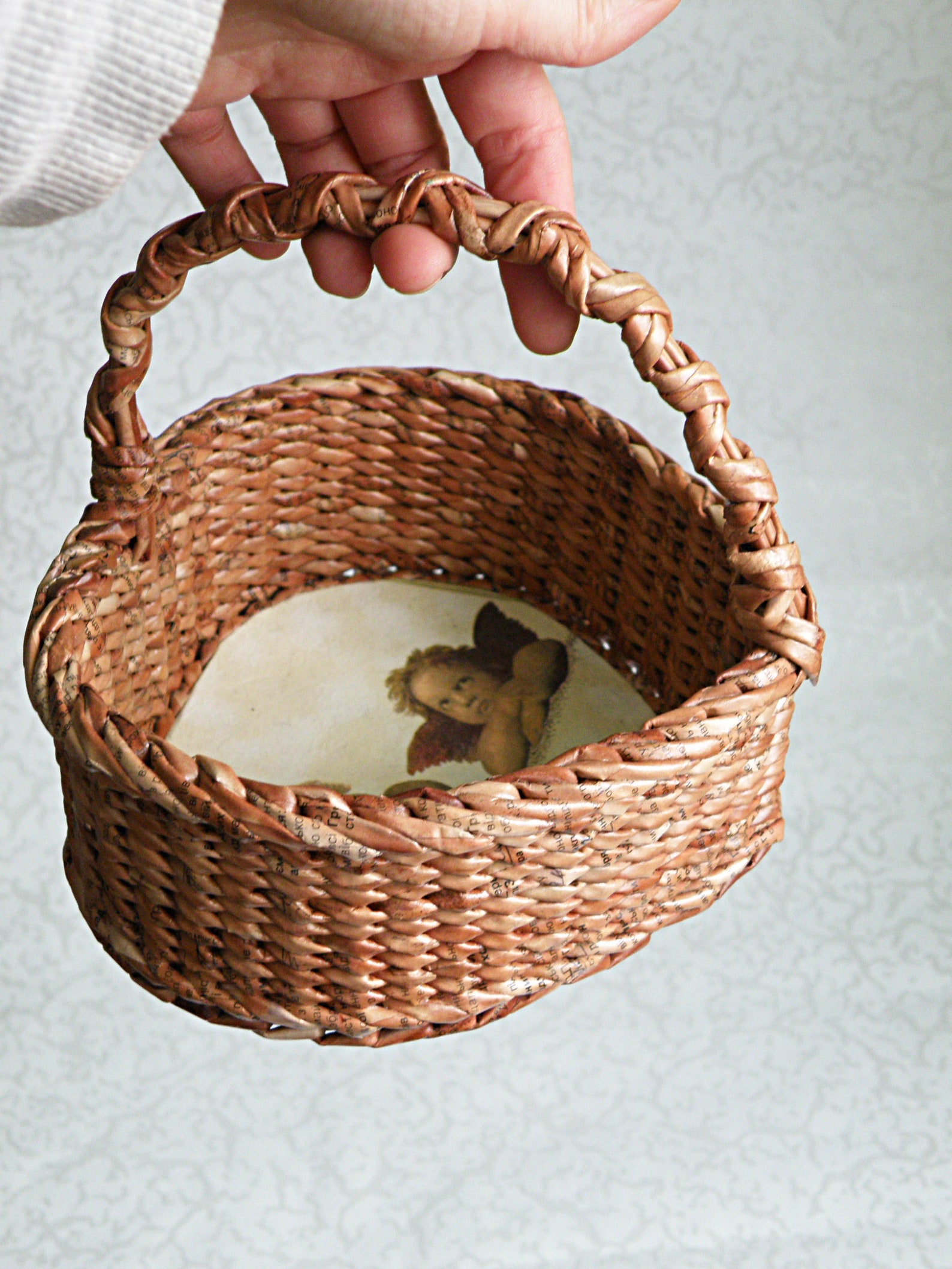 Wedding flower girl basket Wicker mini brown baskets heart Etsy