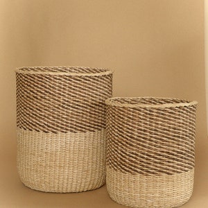 Wicker Open Weave Paper Bin Waste Paper Basket Sustainable Waste Basket Eco Friendly Rubbish Bin New Home Gift Office Bin Planter basket image 9