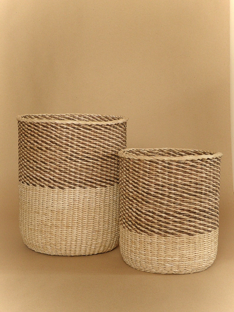 Wicker Open Weave Paper Bin Waste Paper Basket Sustainable Waste Basket Eco Friendly Rubbish Bin New Home Gift Office Bin Planter basket image 9