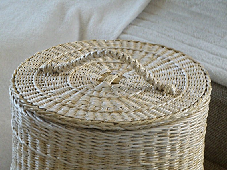 Wicker large basket with liner Tall laundry basket Storage bin Etsy