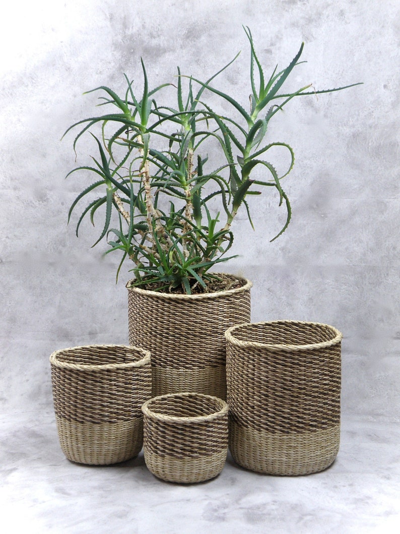 Planters basket Laundry wicker round basket Garden wicker Etsy