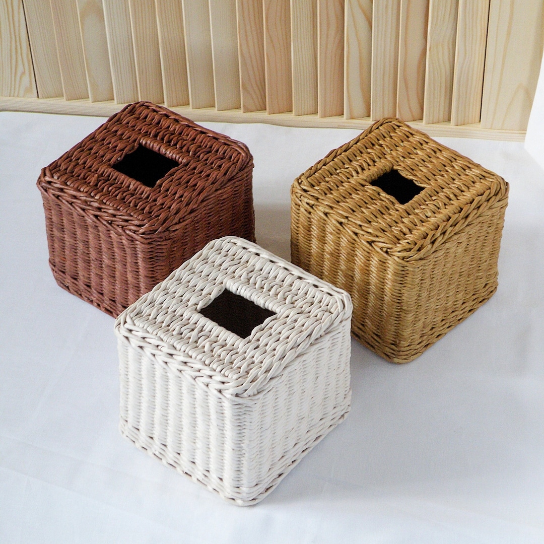 Square Tissue Box Cover Tissue Basket Tissue Box Primitive Style Basket