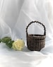 Boho Flower Girl Basket Small Wicker Wedding Basket Pair of Flower Girl Baskets Rustic Wedding Basket Girl Petals Basket Round Brown Basket 