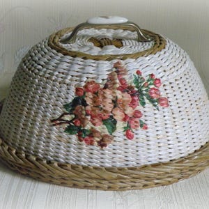 Wicker storage kitchen basket Large wicker tray with lid Round Basket Tray Bread Plate with Lid Serving Tray Rustik Bread Fruit Basket