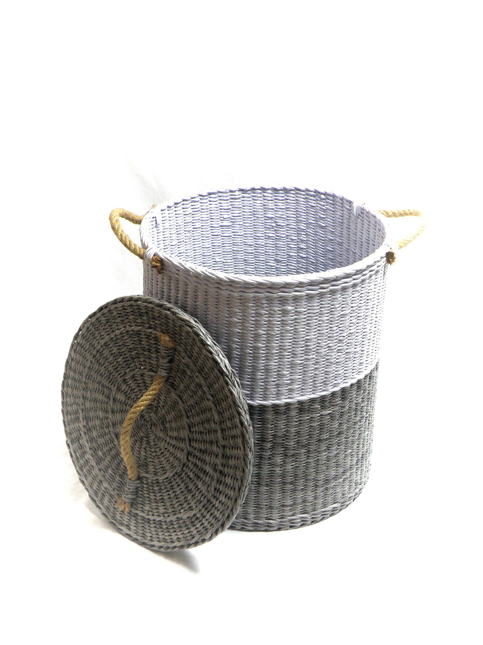 Two Tone Woven Storage Basket Laundry Basket Woven Basket for Etsy