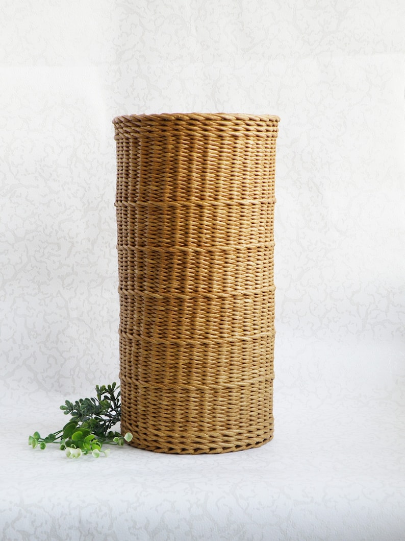 Modern style wicker floor vase for dried flowers Flowers wicker brown vases Decorative tall floor vase Rustic basket decor Country house image 4