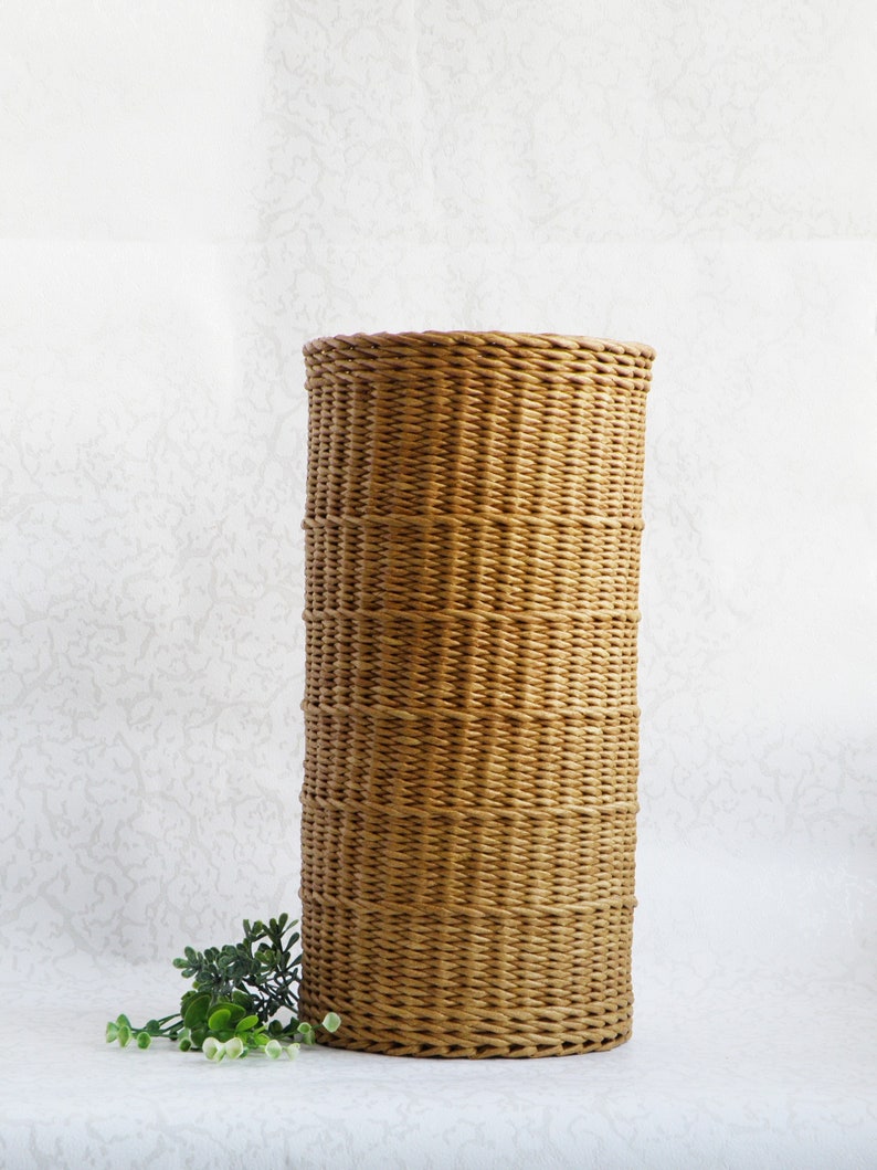 Modern style wicker floor vase for dried flowers Flowers wicker brown vases Decorative tall floor vase Rustic basket decor Country house image 5