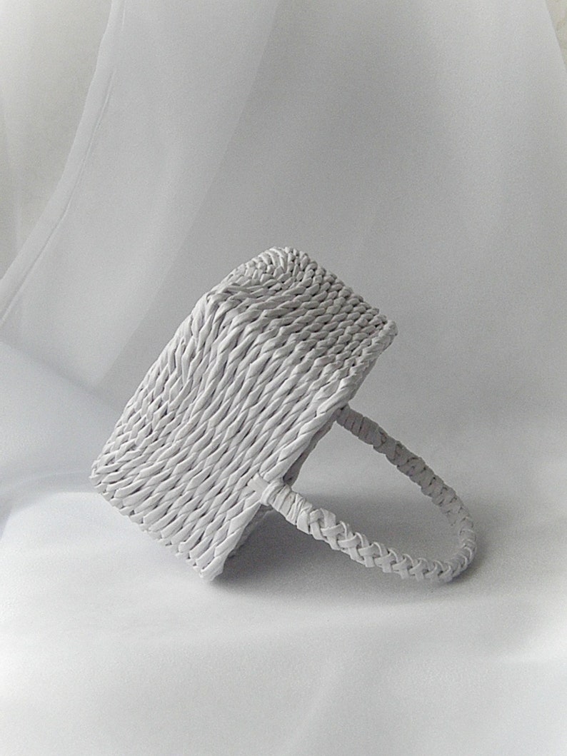 White Wedding Flower Girl Basket Square Wedding Basket With Etsy