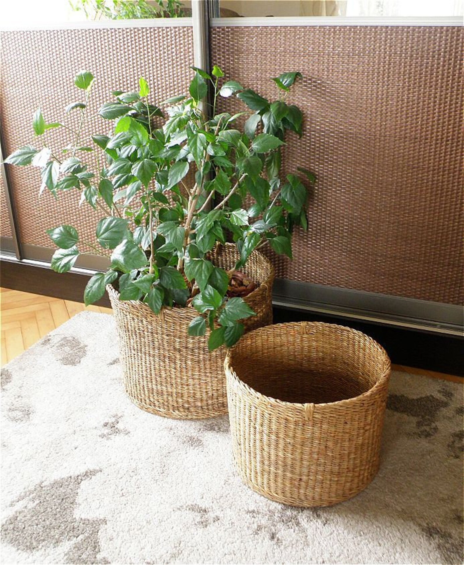 L Banana tree bark baskets Wicker brown storage basket Eco Etsy