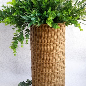 Modern style wicker floor vase for dried flowers Flowers wicker brown vases Decorative tall floor vase Rustic basket decor Country house image 1