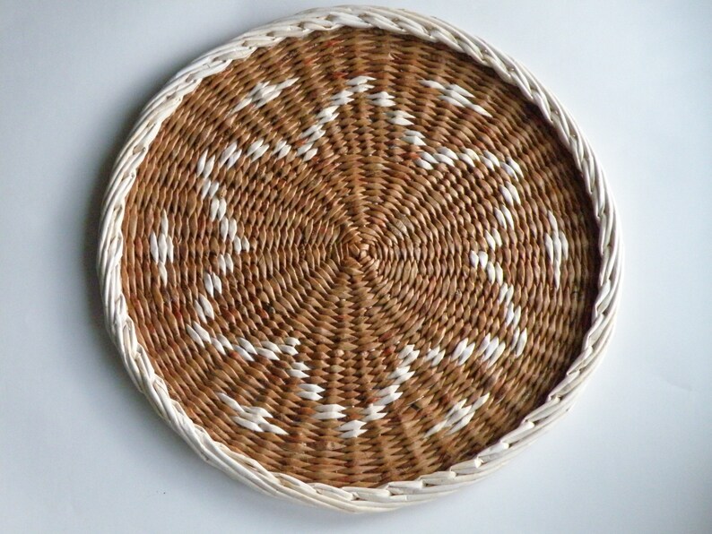 Round woven Disc wall Decor Wicker African wall basket Large Etsy