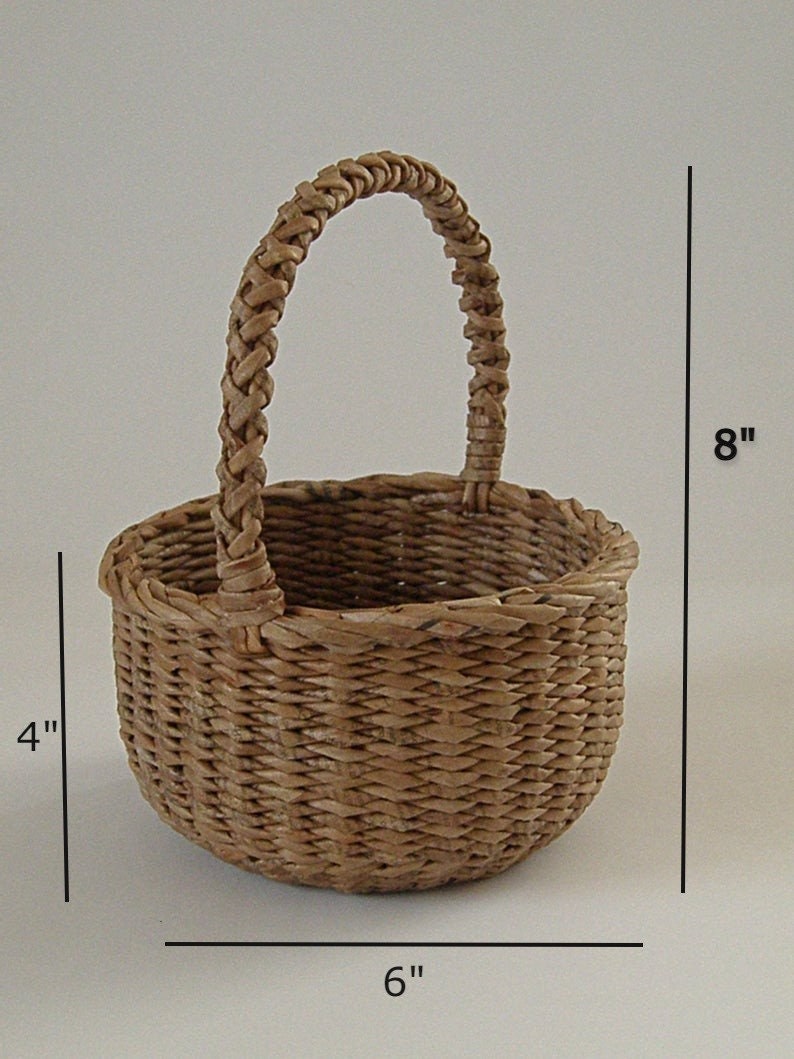 Flower Girl Basket Rustic Small Wicker Basket With Handle Etsy