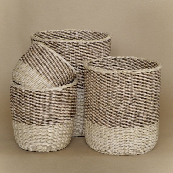 Wicker Open Weave Paper Bin Waste Paper Basket Sustainable Waste Basket Eco Friendly Rubbish Bin New Home Gift Office Bin Planter basket
