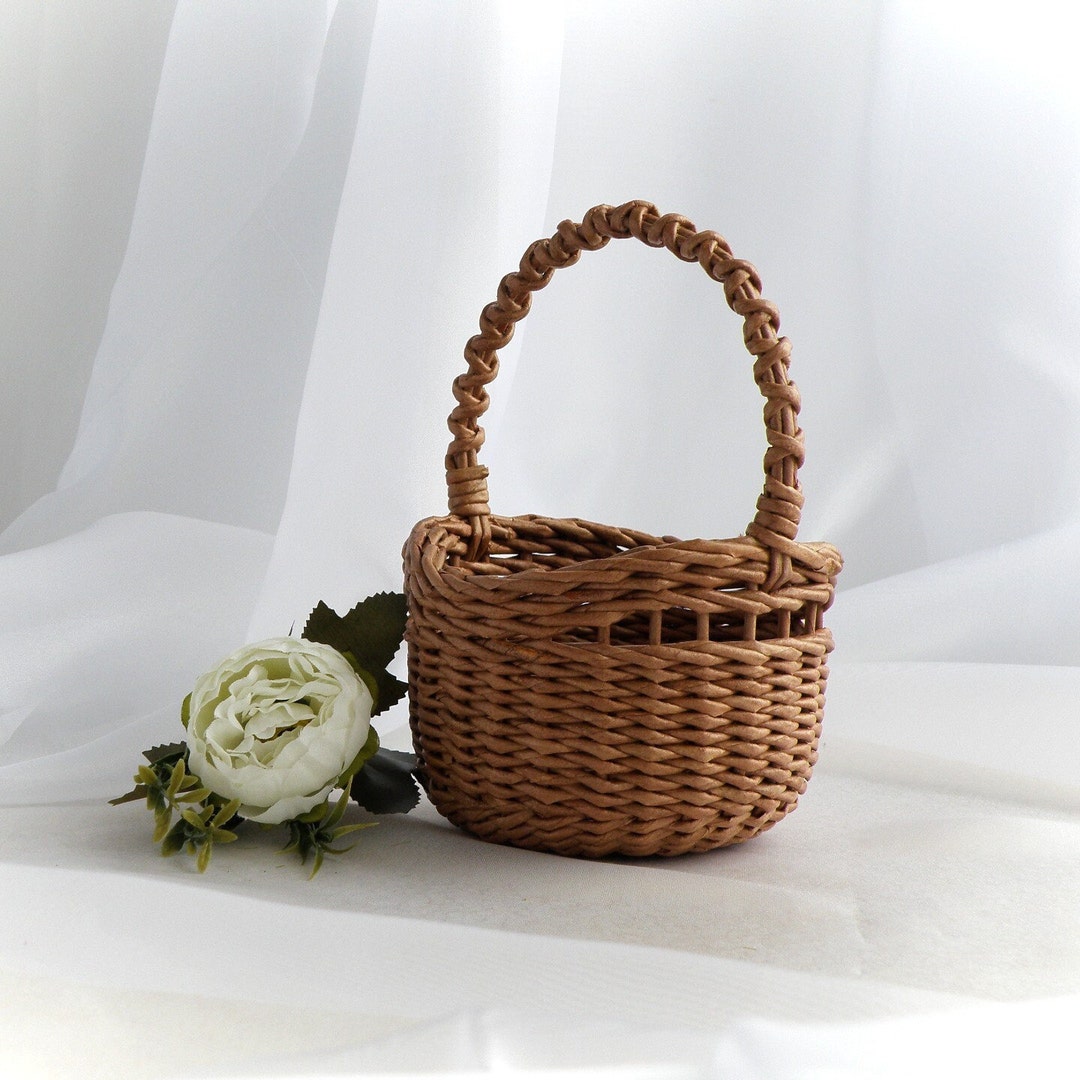 Flower Girl Basket With Handle Rustic Wedding Basket Mini Wicker Basket ...
