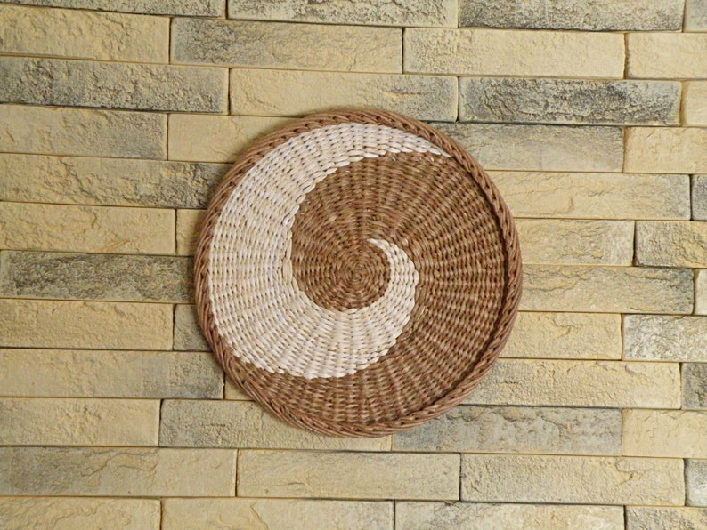 Woven wall round baskets African basket wall decor Spiral Etsy