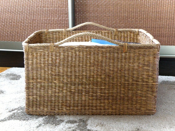 Wicker Rectangular Storage Basket with Lid, Extra Large Storage