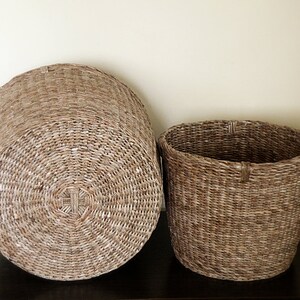 Natural woven brown storage basket Laundry wicker round basket Hamper bin Large Planter basket Banana Tree Bark Basket Waste basket Gift image 10