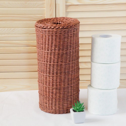 Toilet Paper Storage Basket With Lid Spare Roll Holder Toilet Etsy
