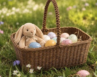Flätad bröllopskorg med handtag, Rektangulär korg för blomsterflicka, Rustik korg med bär, Förvaringskorg för heminredning i Cottagecore