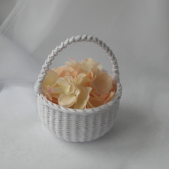 Weiß Hochzeit Blumenmädchen Korb Runde Hochzeit Korb mit Henkel Mini Weidenkorb Kinderkorb Kleine Mädchen Korb Weiß Hochzeit Dekor Geschenk