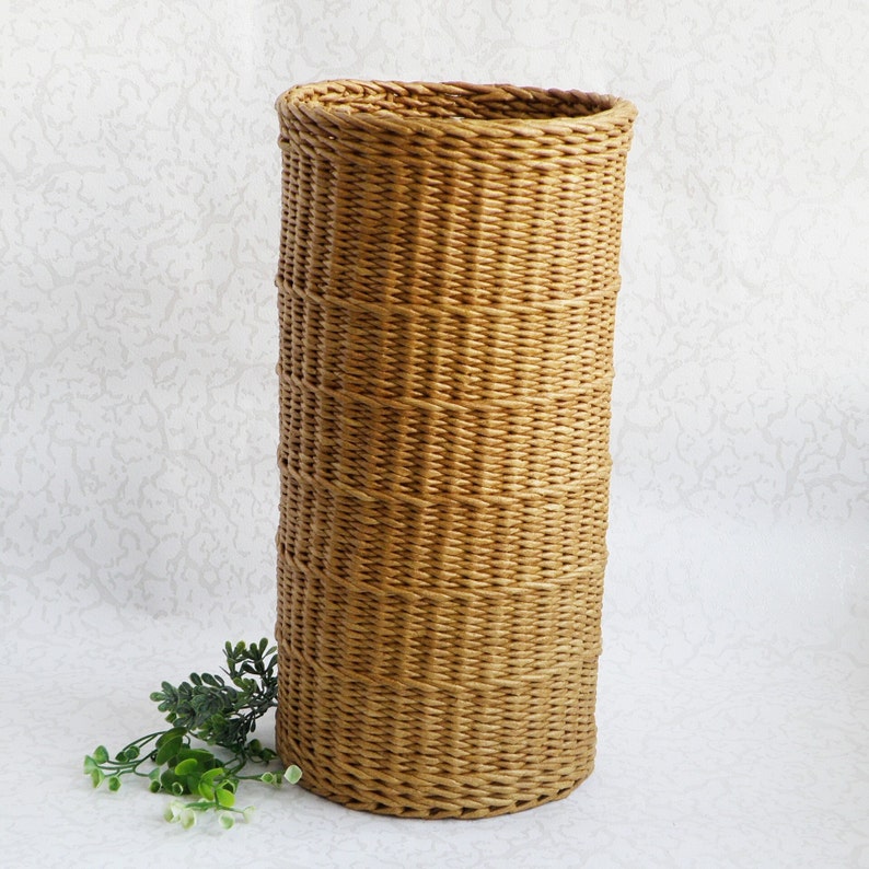 Modern style wicker floor vase for dried flowers Flowers wicker brown vases Decorative tall floor vase Rustic basket decor Country house image 2