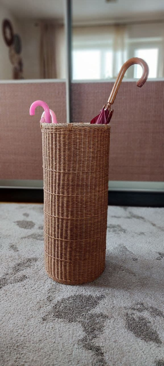 Tall wicker basket umbrella holder without handles Umbrella stand Walking stick holder Hallway basket Porte parapluie Winnipeg wicker cane Etsy Polska