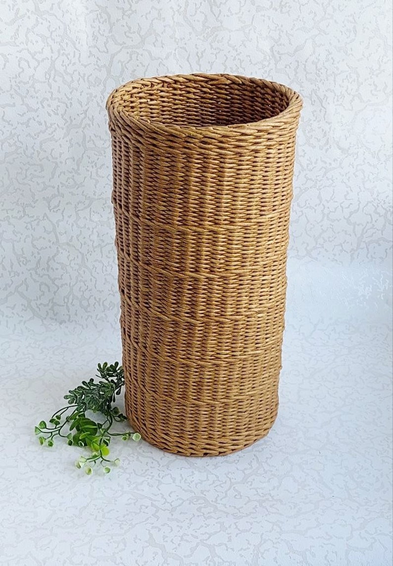 Modern style wicker floor vase for dried flowers Flowers wicker brown vases Decorative tall floor vase Rustic basket decor Country house image 9