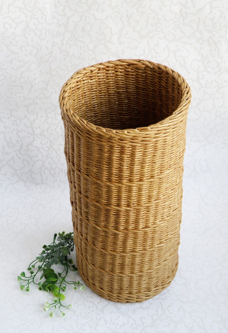 Modern style wicker floor vase for dried flowers Flowers wicker brown vases Decorative tall floor vase Rustic basket decor Country house image 3