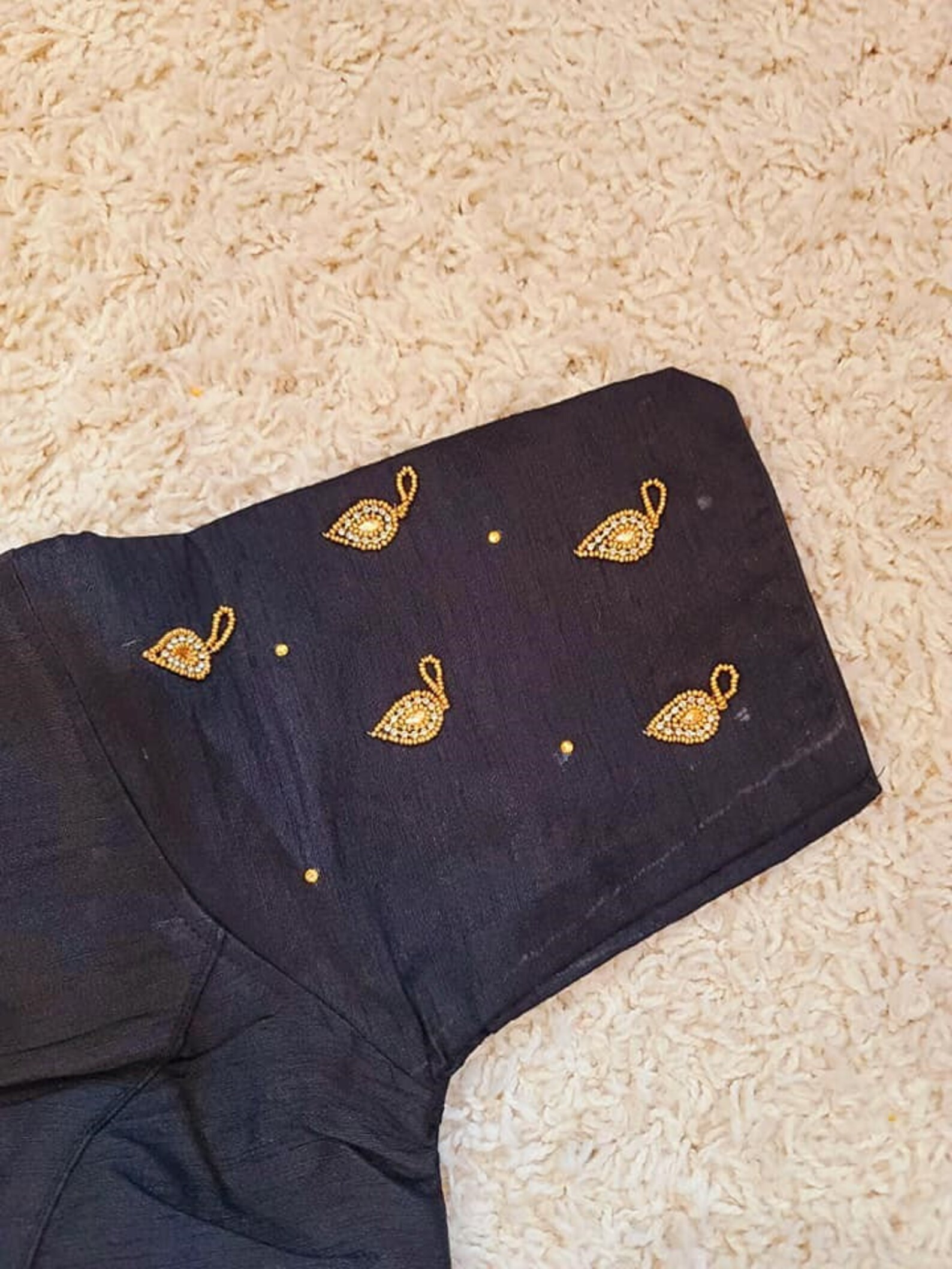 navy blue blouse aari work