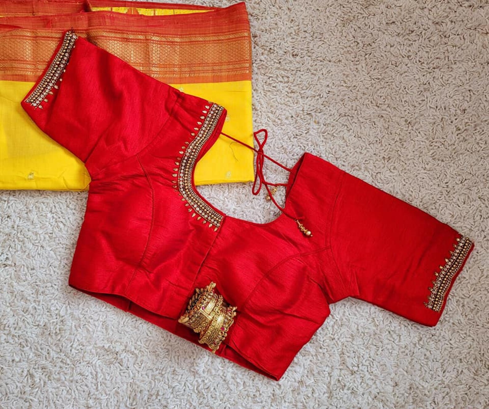 aari work for red blouse