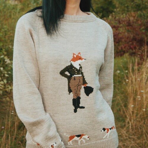 Custom Hand Knit Sweater Fox Knit Cozy 