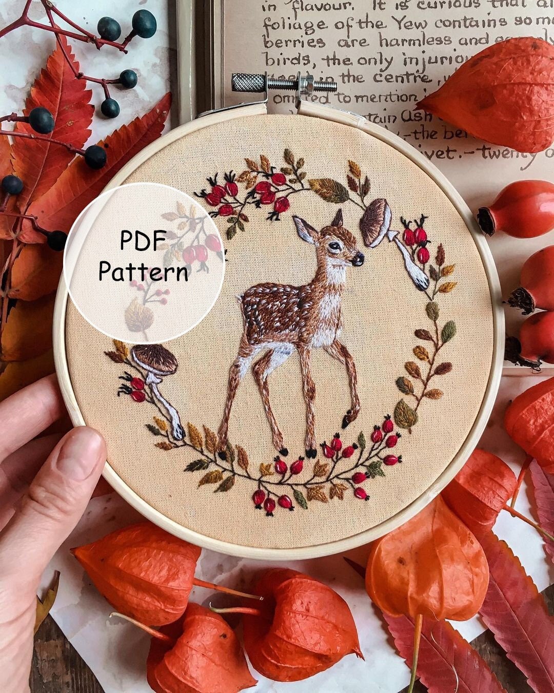 Baby Deer Embroidery PDF Pattern Instant Download Hoop Animal Etsy