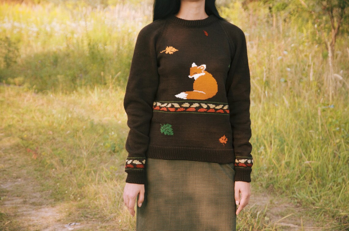 Handmade sweater women Fox sweater knit Animal sweater women | Etsy
