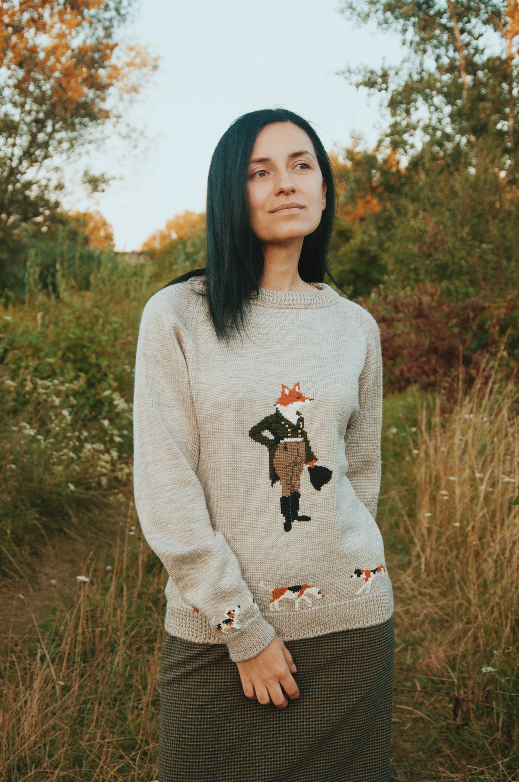 Custom Hand Knit Sweater Fox Knit Cozy 