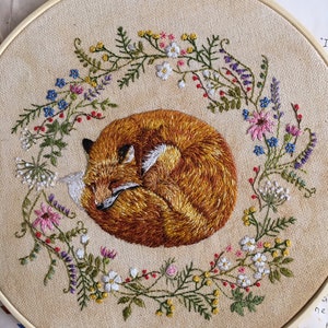 Fox Embroidery PDF File Advanced Level Instant Download Summer Wreath ...