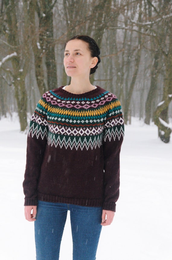 Fair Isle Sweater Women Knitted Sweater 