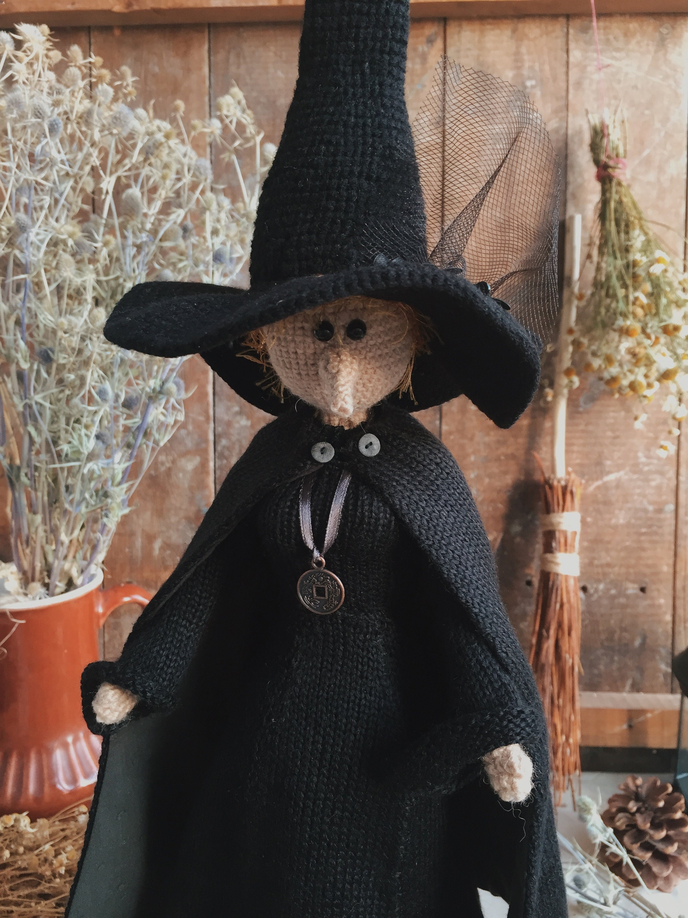 Witch doll Crochet witch doll Wiccan gift Witch decor Pagan Etsy