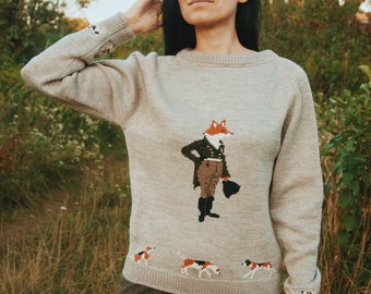 Custom Hand Knit Sweater Fox Knit Cozy 