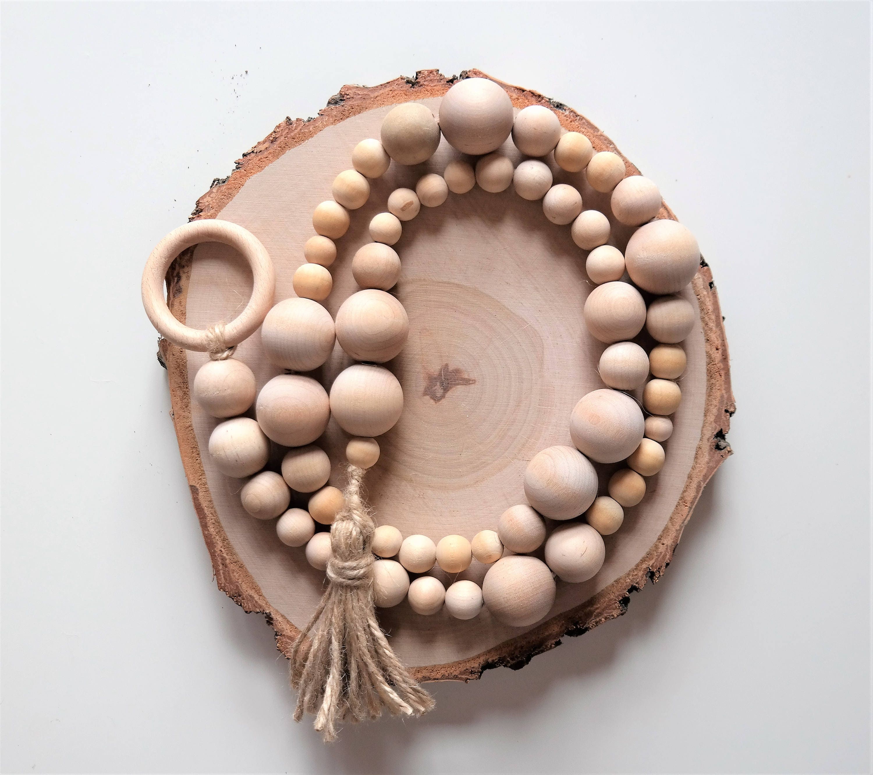 Wooden garland Wooden beads garland Rustic home decor Wedding Etsy