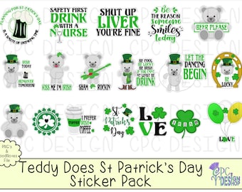 Teddy Does St Patrick's Day- Sticker Pack