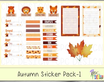 Autumn Sticker Pack-1 ( 30 cropped png Digital Planner Stickers)  + GoodNotes  file