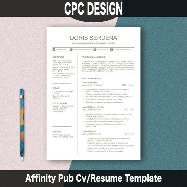 Modern Resume Template | 2026 Professional CV for Affinity - Publisher ...