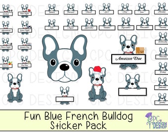 Fun Blue French Bulldog Sticker Pack (iPad & Android)