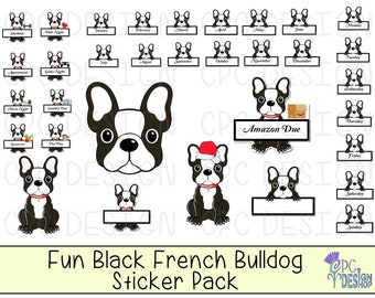 Fun Black French Bulldog Sticker Pack (iPad & Android)
